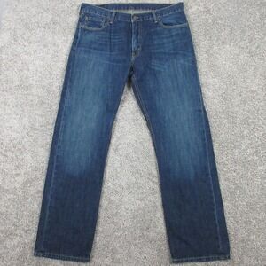 Levis Jeans Mens 36x32 Blue 514 Regular Straight Whisker Faded Dark Denim Pants